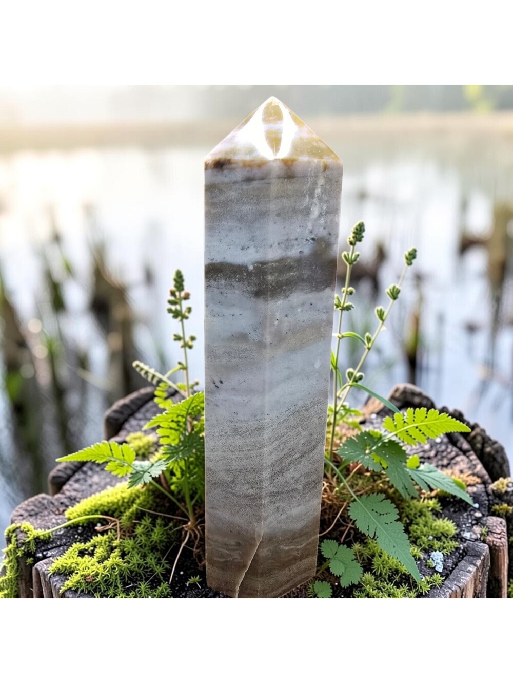 A165. Ocean Jasper 7.5" Natural Crystal Tower